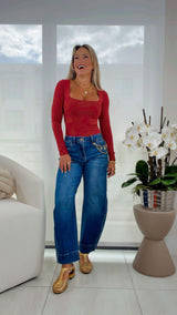 1490 Mid rise crop barrel pants