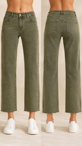 1667 Mid rise ankle straight raw hem pants