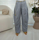 6130 Stripe classic barrel pants