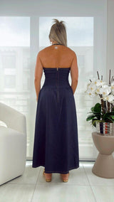 H480 Denim midi dress