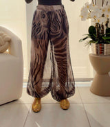 5246 Zebra print sheer lounge aladin pants