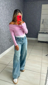 3194 Jeans with white elastic waistb