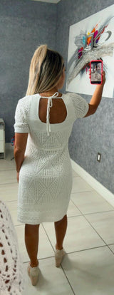 8202 Crochet mini dress with back tie