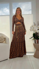 1765 Snake print long sleeve maxi dress Kiut