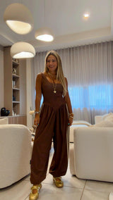 1949 Side-striped print jumpsuit Kiut