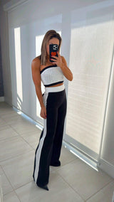 4632 Knitted shinny top and pants set