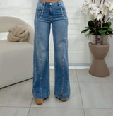 4266 Pearl detail wide leg pants
