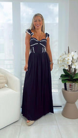 1987 Midi dress with sweetheart neckline
