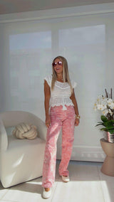 1719 Slouchy baggy pants with all-over print