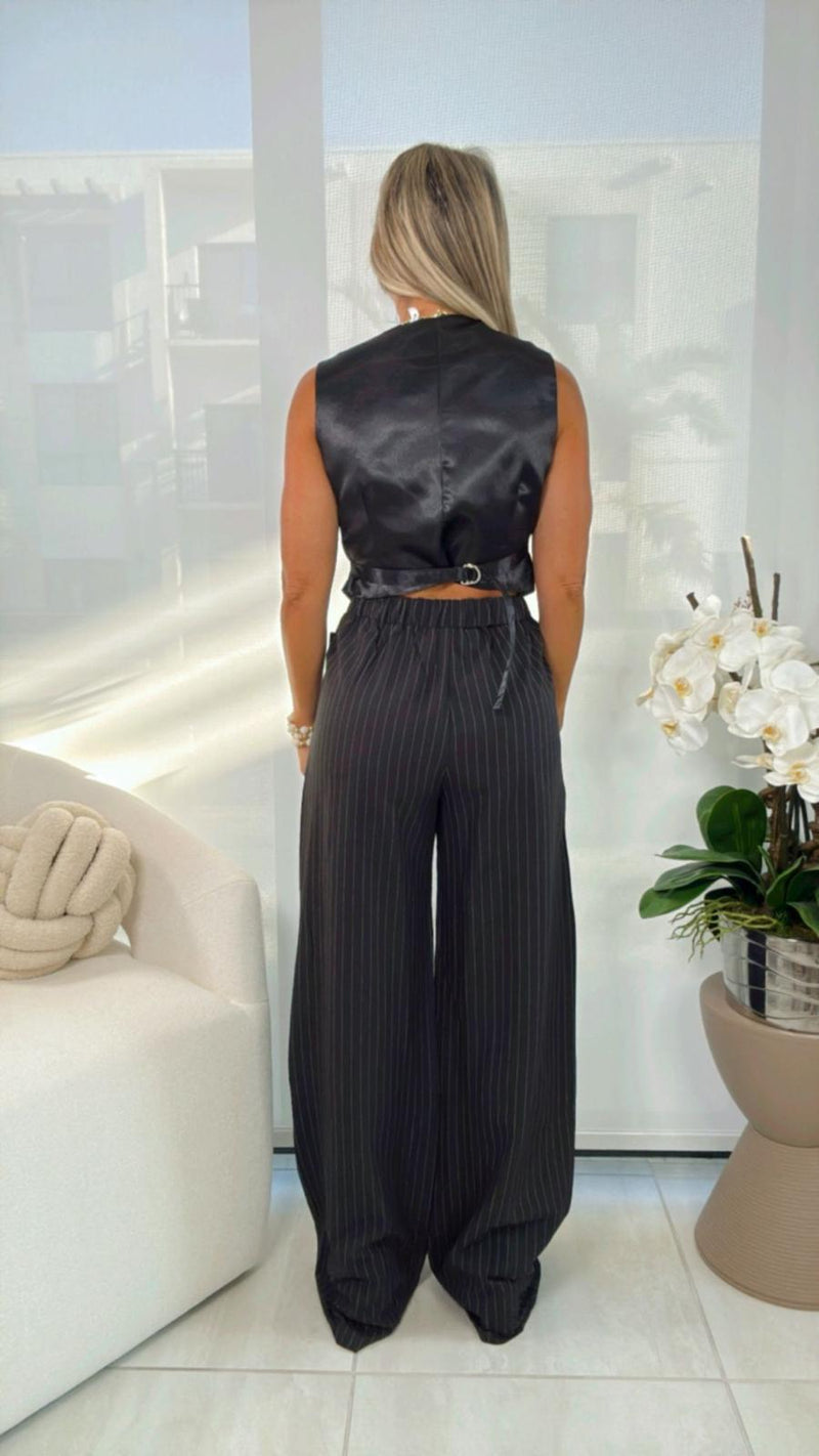 9906 Stripe vest and pants set