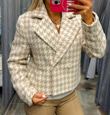 2275 Houndstooth double breasted crop blazer