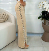 5052 Denim pants with details on side leg