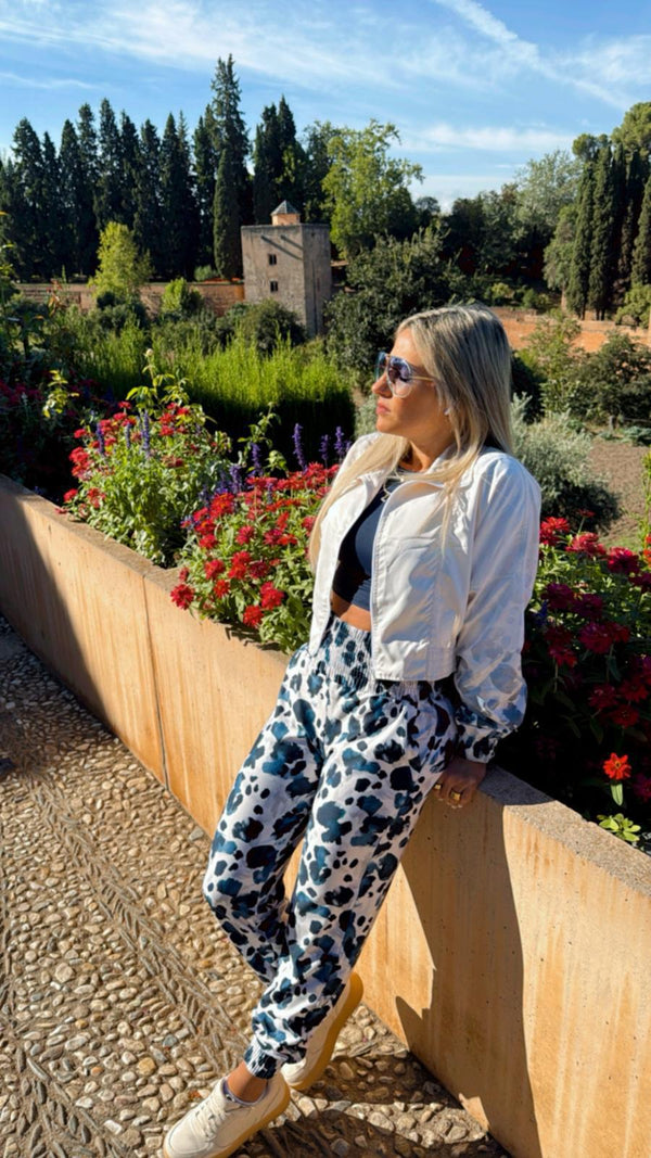 1683 Leopard printed jacket and jogger set KIUT