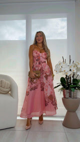 2053 Fall floral midi dress