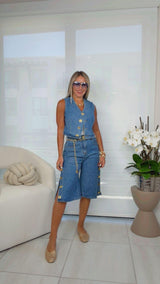 0004 Gold button denim set