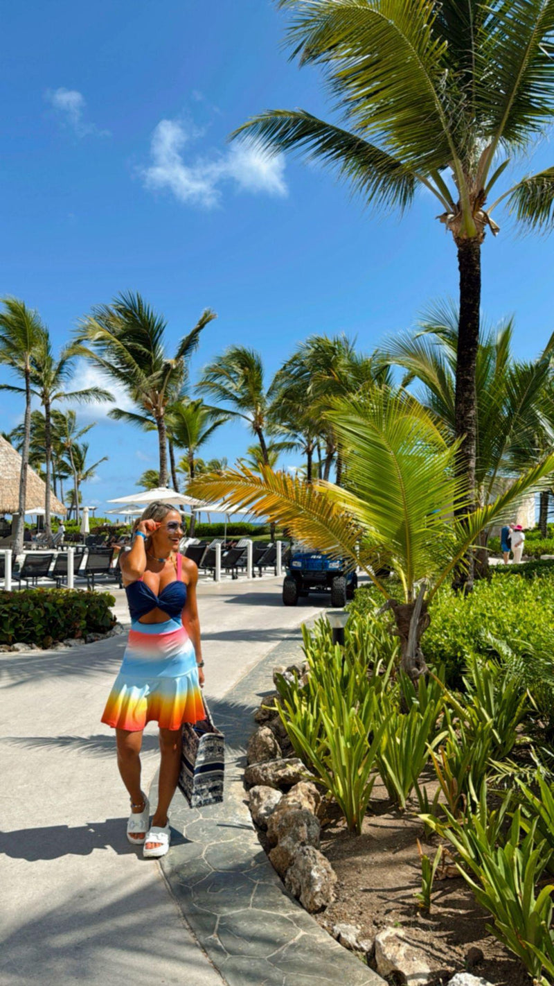 1585 Sunset print mini dress