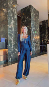 1833 Denim printed long sleeve jumpsuit Kiut