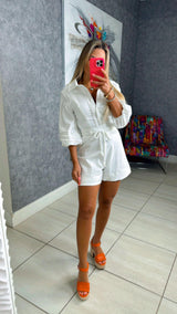 9013 Button down romper with sleeve