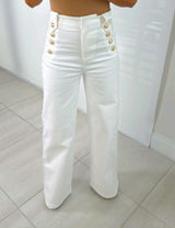 1436 High rise gold buttons pants