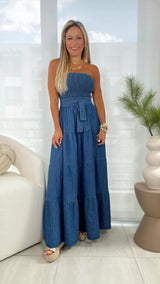 2442 Strapless smocked dress