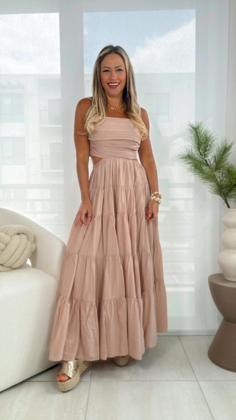 4678 Open back cut out woven dress