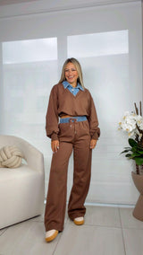 0332 Shirred hem sweater and pants set