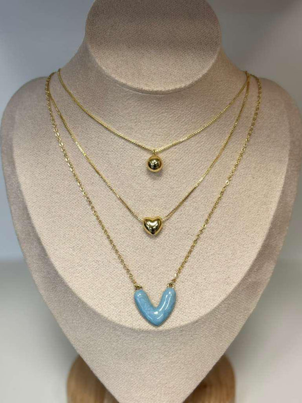 DL128 Corazon trend triple collar con aretes