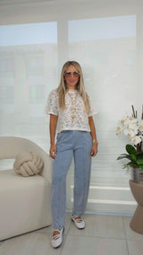 3053 Sequin crochet top