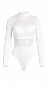 1480 Mock neck mesh longsleeve bodysuit
