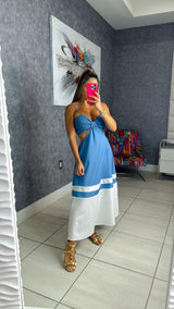 6080 Smocked woven long dress