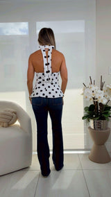 1910 Polka dot peplum top
