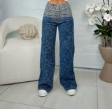 6148 Animal print denim pants