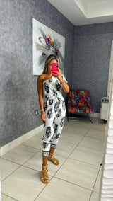 3236 Printed one shoulder jumpsuit