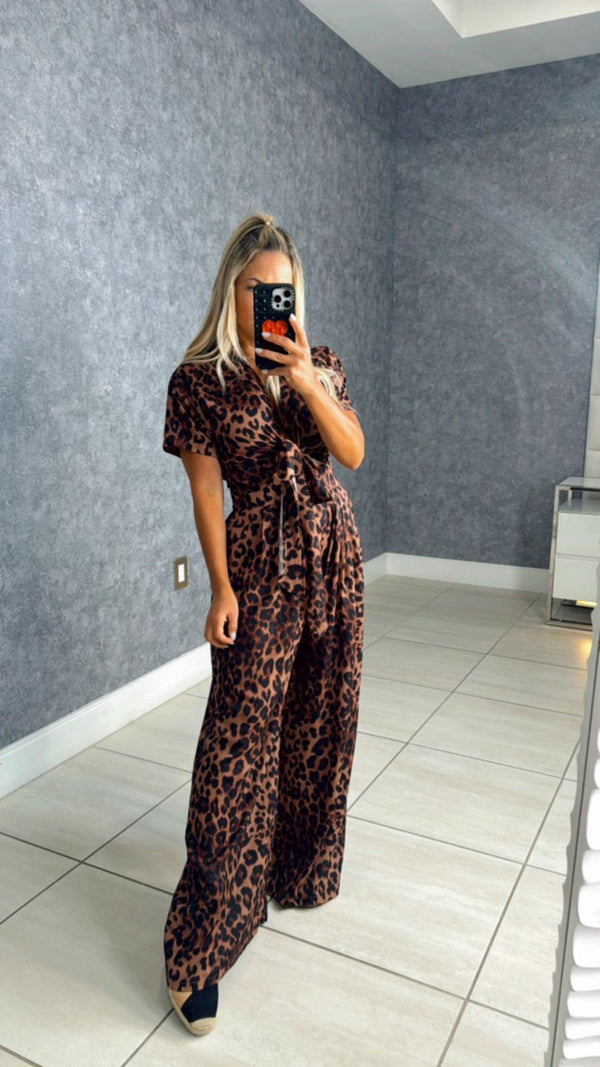 6107 Leopard print top and pant set