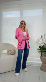 1618 Bold embroidered patchwork blazer