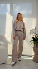 0703 Pearl detail top and pant set