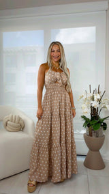 6658 Polka dot print maxi dress