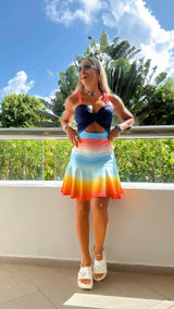 1585 Sunset print mini dress