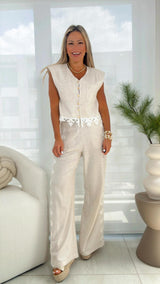 1059 Linen vest and pants set