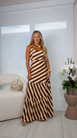 1932 Striped open back maxi dress Kiut