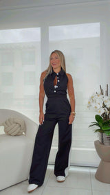 0080 Collar neck top and sweetpants set