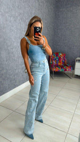 5305 Denim top with buckle