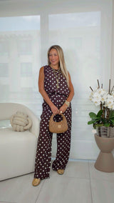 1002 Polka dot sleeveless top and pants set