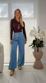 8111 Lyocell light denim balloon pants
