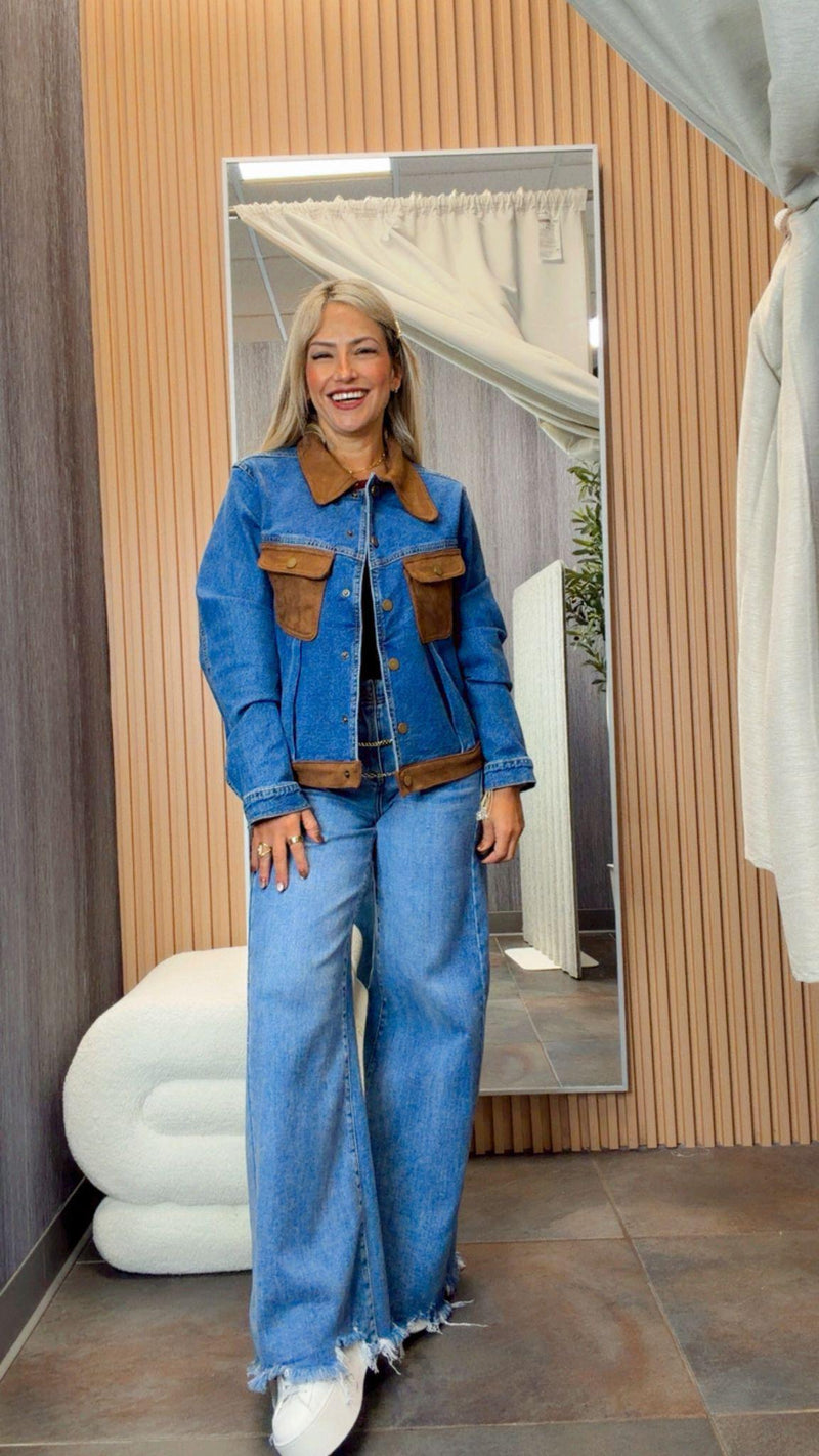 1955 Denim contrast suede jacket