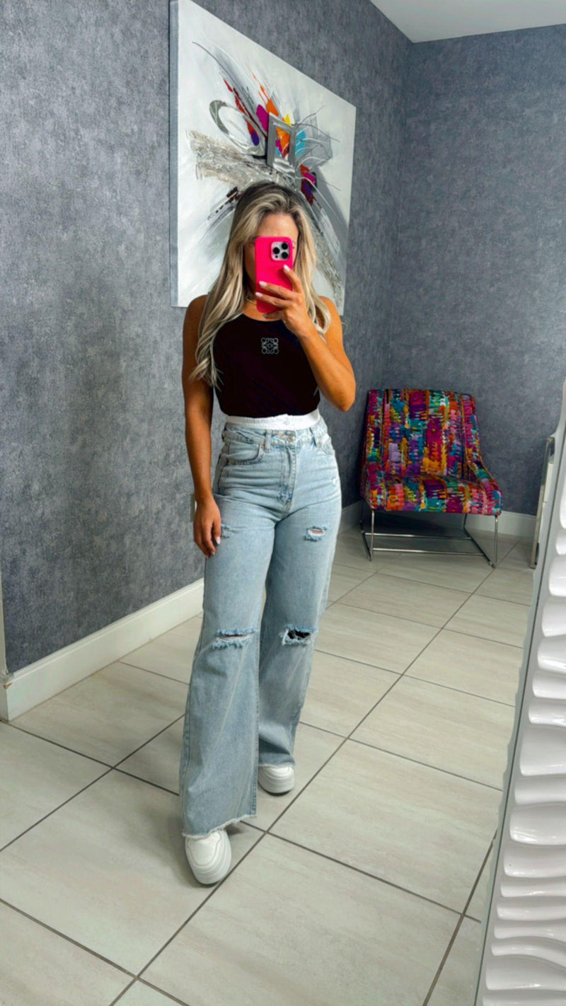 2655 Jeans with white elastic waist