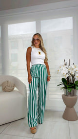 F511 Elastic waist stripe pants