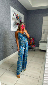 A261 Printed jumpsuit open back