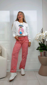 T608 Lady bear print sweater