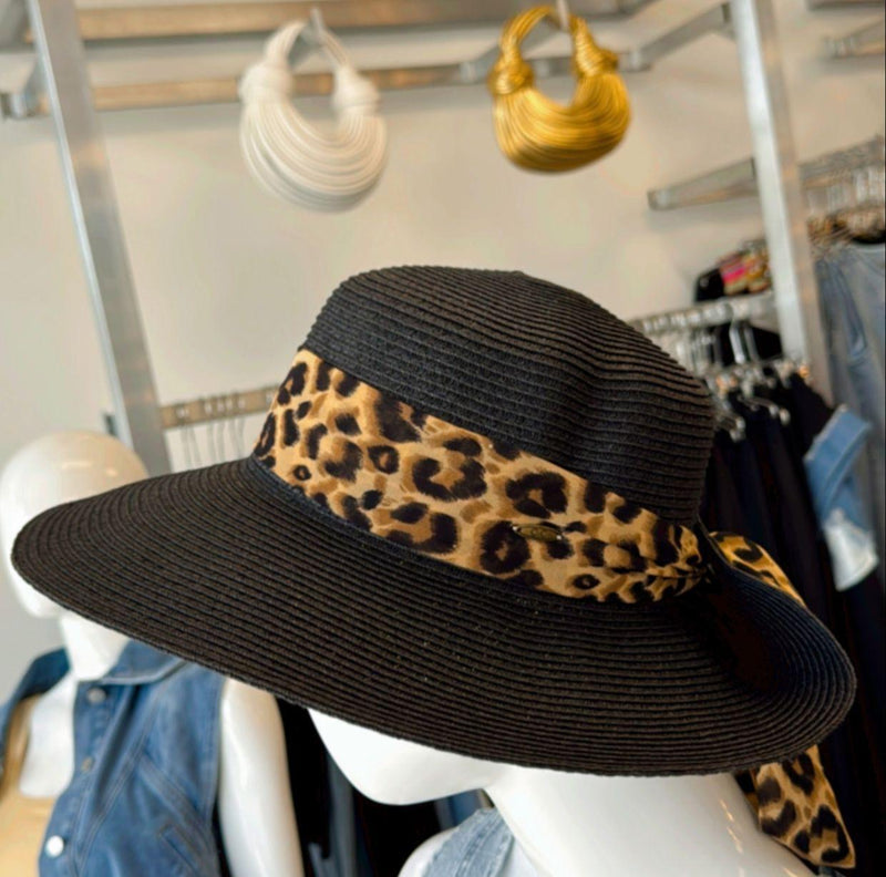 TH13 Leopard print floppy sun hat